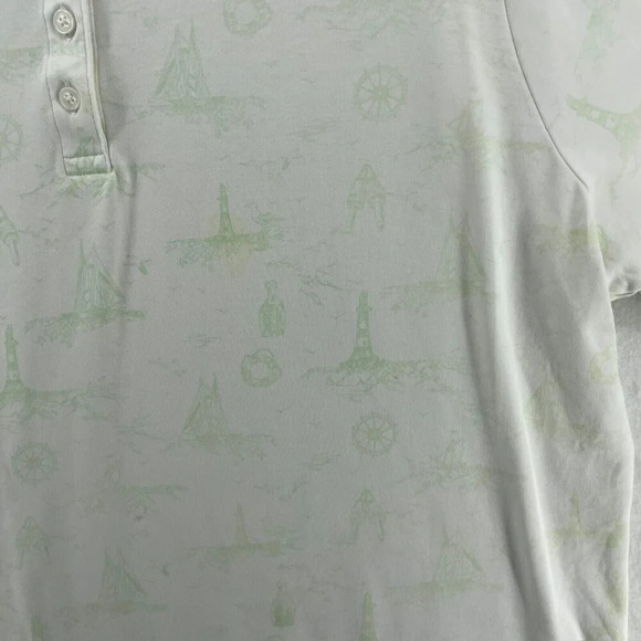 Lands' End Polo Shirt  Womens 2X White Green Print Collared Short Sleeve Casual - Picture 7 of 13